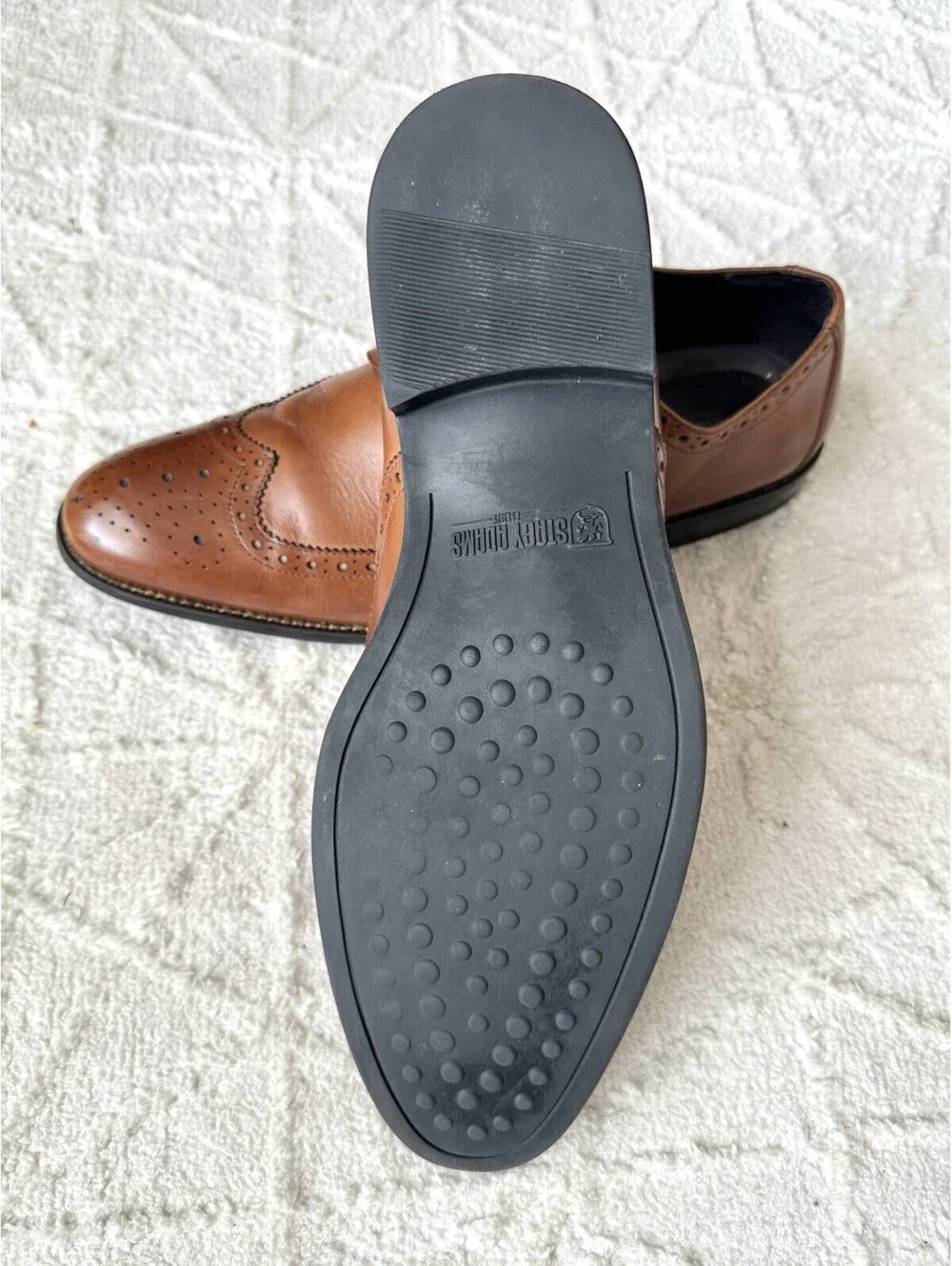 Stacy Adams Cognac Brown Leather Wingtip Oxford Dress Shoes Lace-Up Men Sz 11.5M